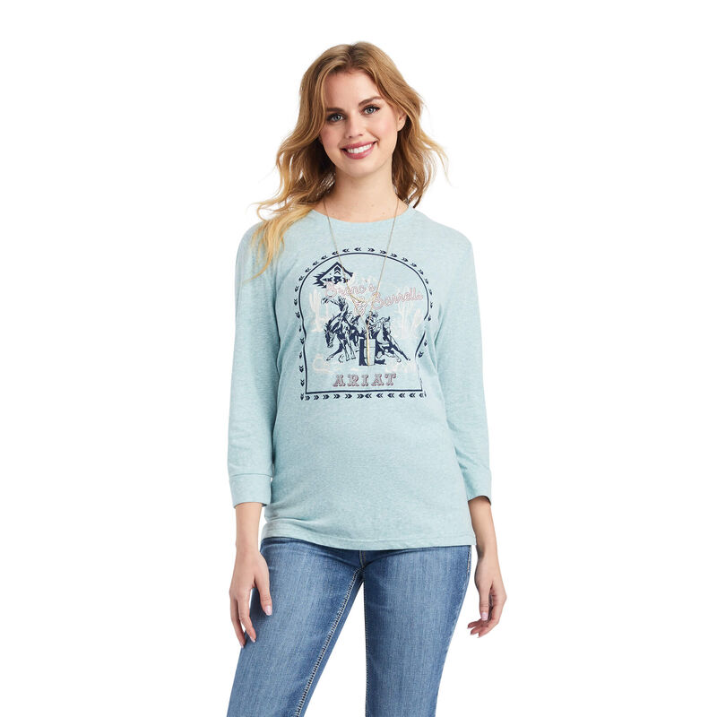 Ariat T-Shirts Damen - Broncs And Barrels HellBlau ( PHRSB-6270 )